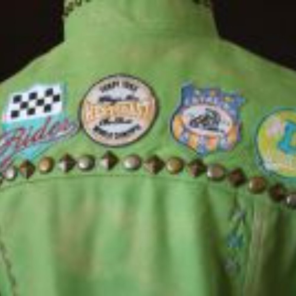 DOUBLE D RANCH LEATHER BIKER JACKET California Logo Patches - Picture 4 of 15